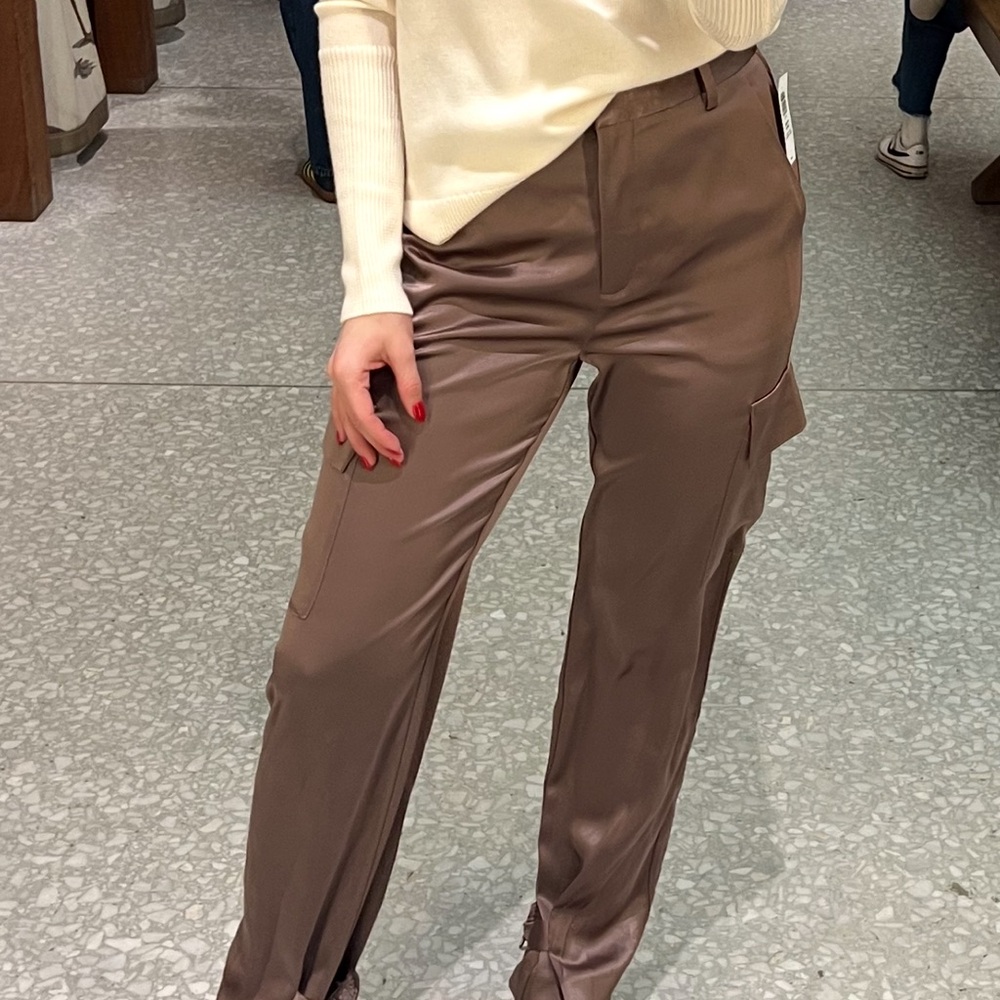 Aritzia Babaton Brown Tailored cargo satin Trousers